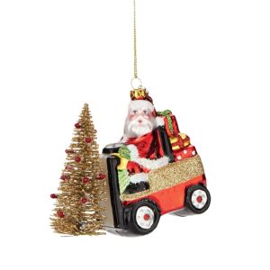 Santa on a Forklift Ornament